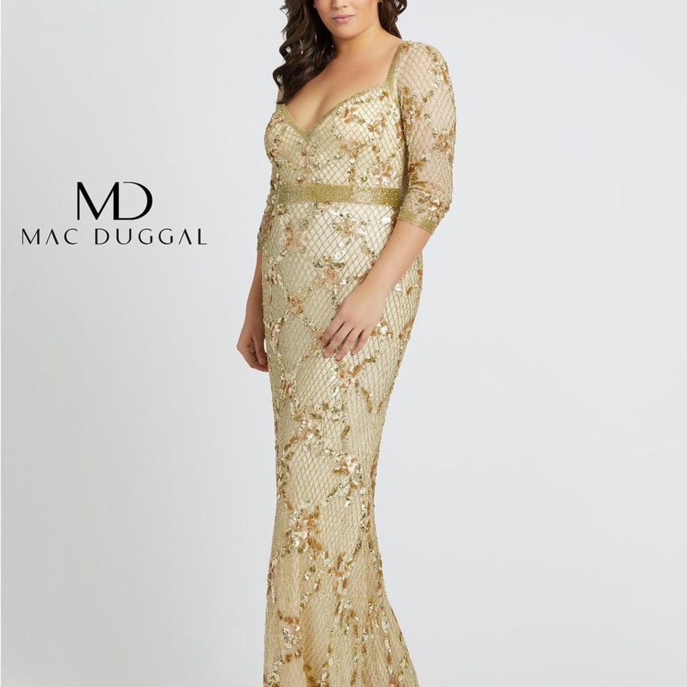 Mac Duggal Champagne Sequin Dress